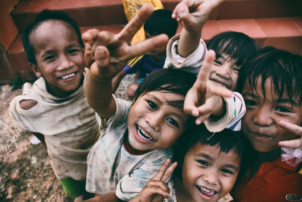 Children playing in field